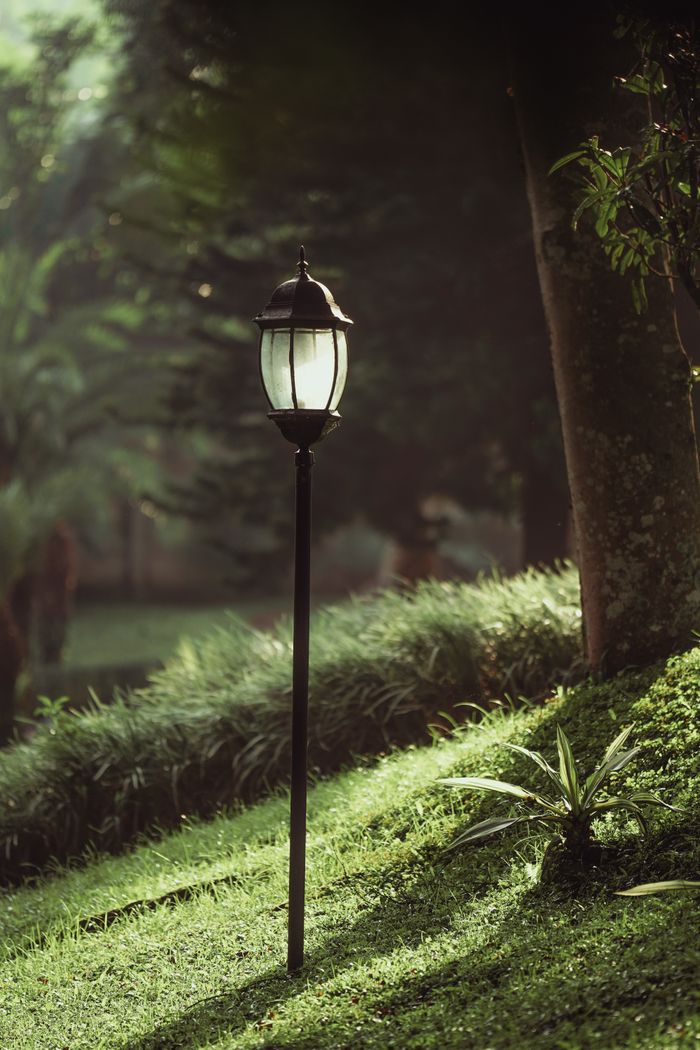 services-01 Elegant garden lamp post amidst lush greenery in a serene West Java setting.