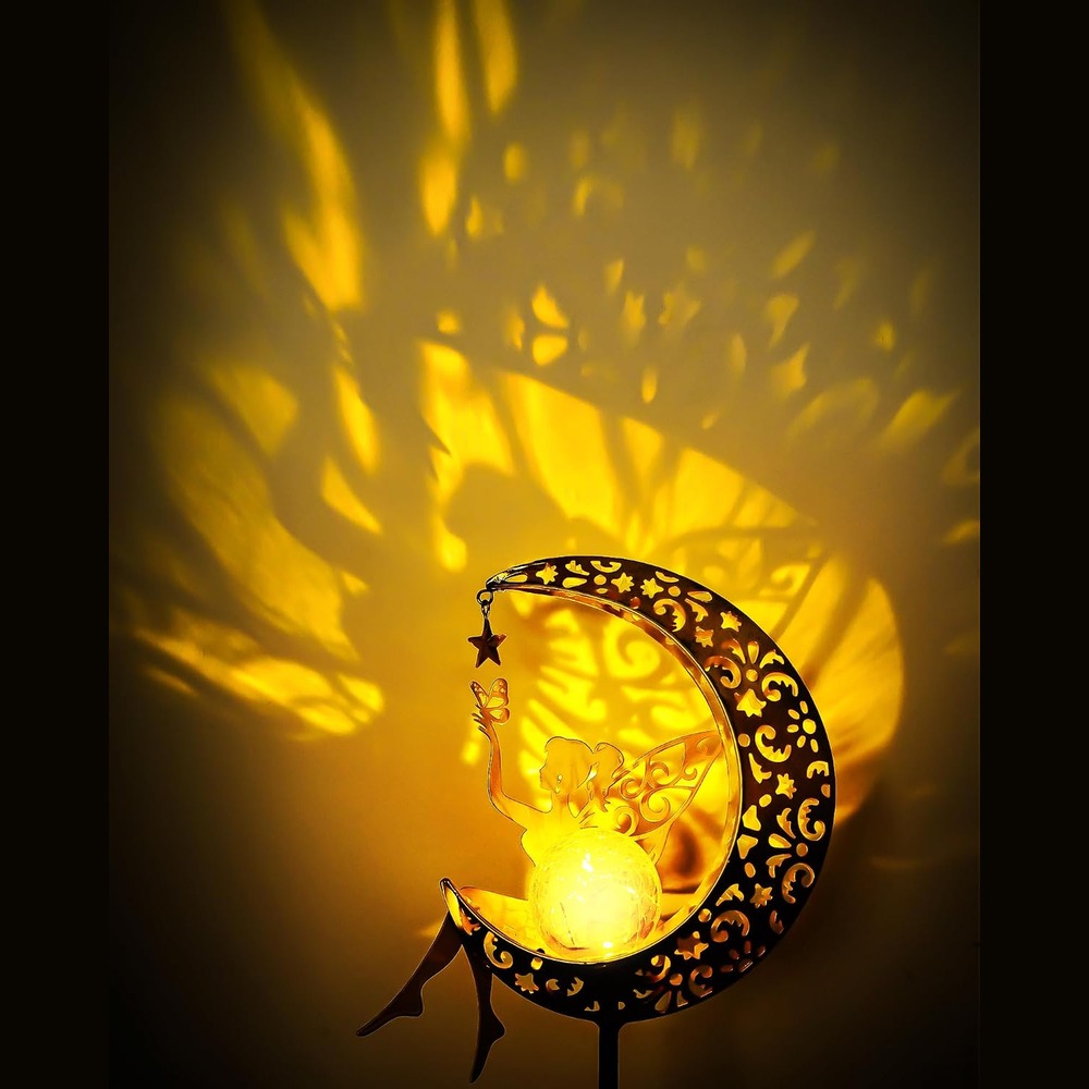 b0c4y1rztr 3 Solar Fairy Moon Garden Stake Light, Outdoor Waterproof Yard Patio Decor Light