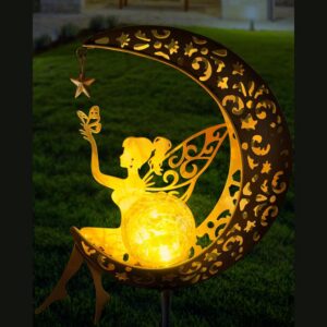 Solar Fairy Moon Garden Stake Light, Outdoor Waterproof Yard Patio Decor Light