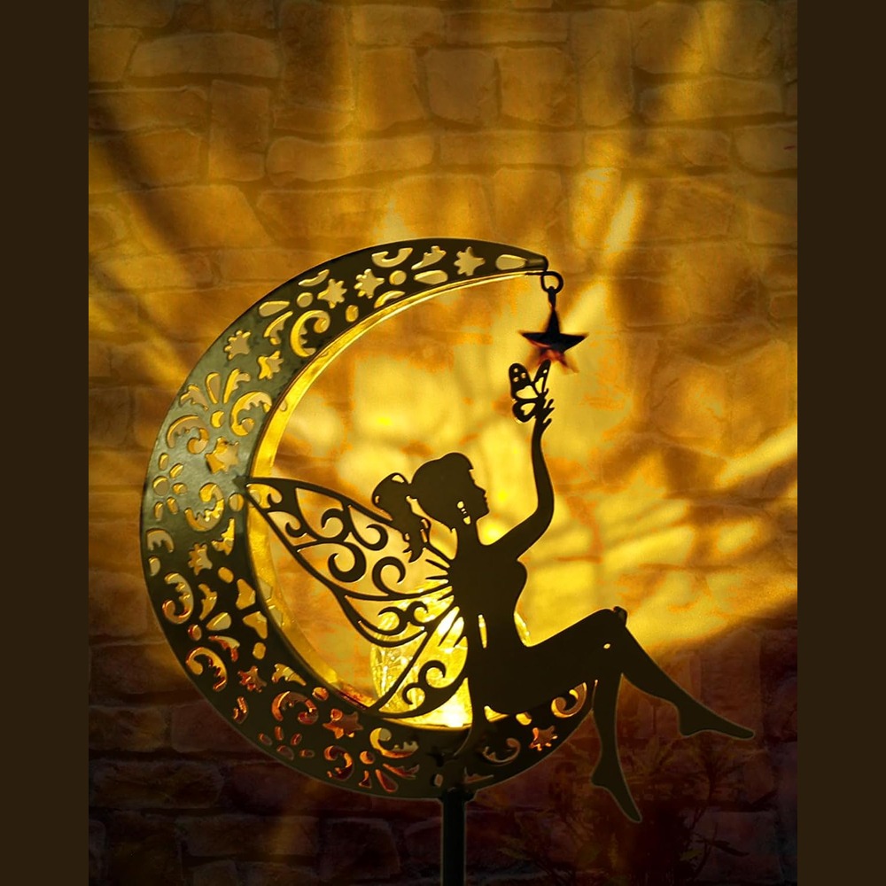 b0c4y1rztr 8 Solar Fairy Moon Garden Stake Light, Outdoor Waterproof Yard Patio Decor Light