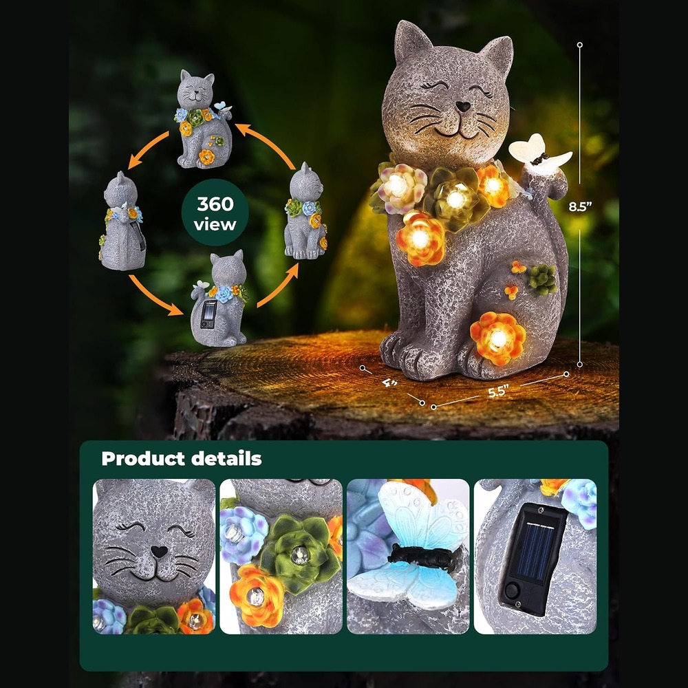 b0d3yfdsf4 3 Solar Garden Statues Outdoor Decor, LED Animal Figurine Lights for Patio Lawn & Balcony