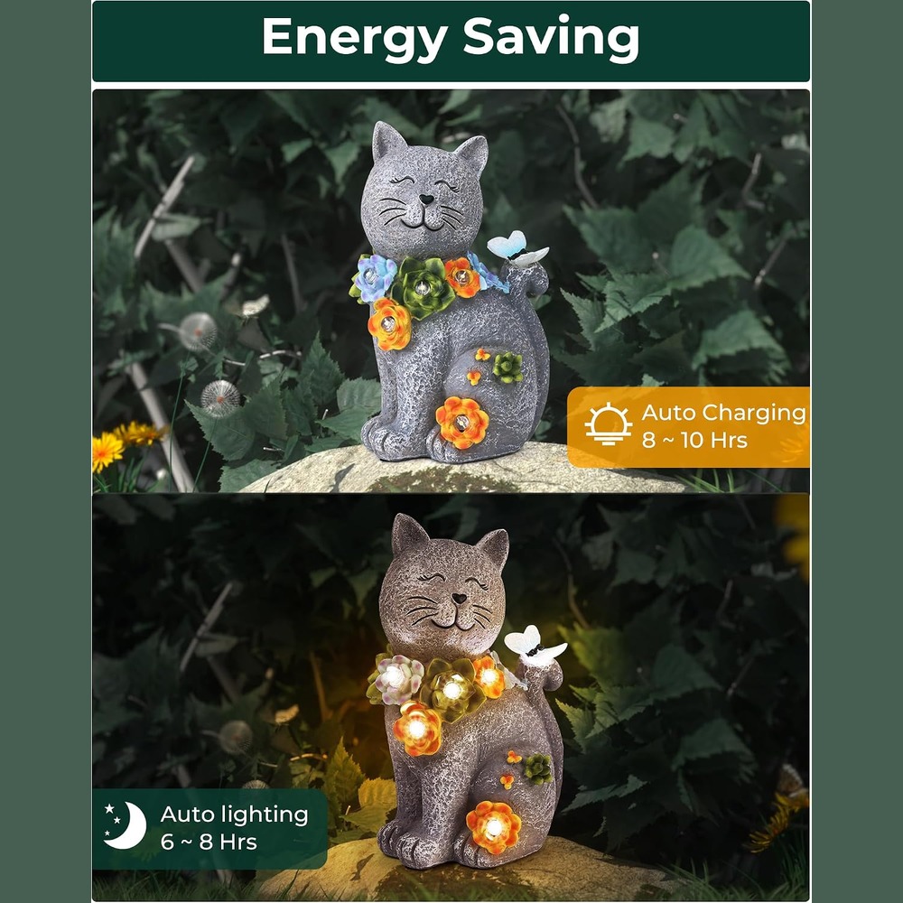 b0d3yfdsf4 4 Solar Garden Statues Outdoor Decor, LED Animal Figurine Lights for Patio Lawn & Balcony
