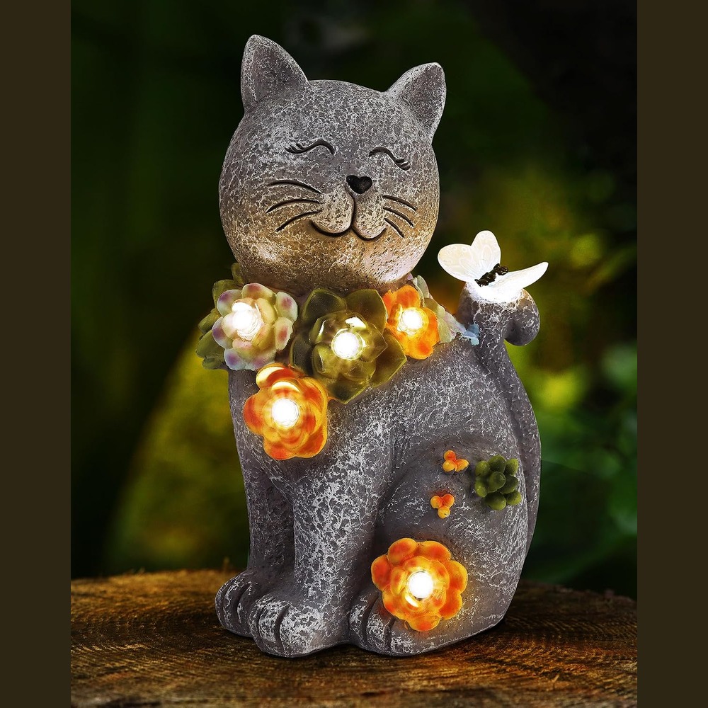 Home Solar Garden Statues Outdoor Decor, LED Animal Figurine Lights for Patio Lawn & Balcony