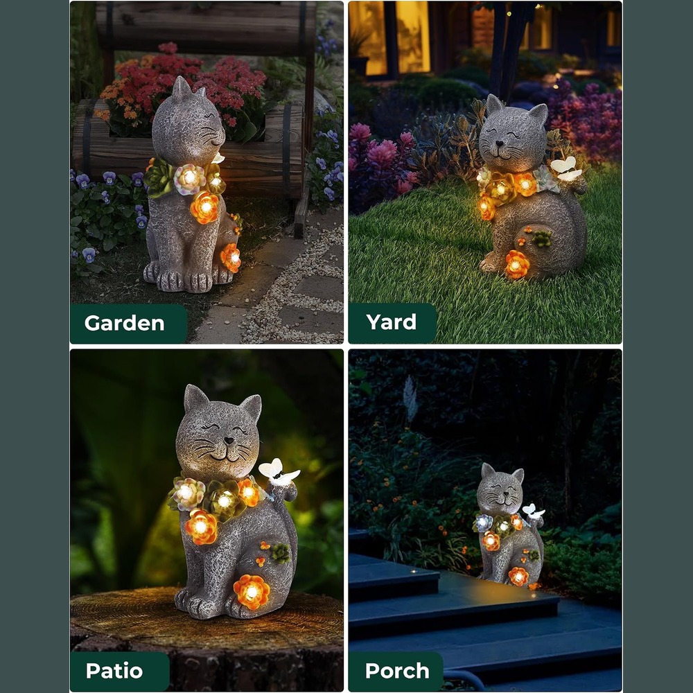 b0d3yfdsf4 7 Solar Garden Statues Outdoor Decor, LED Animal Figurine Lights for Patio Lawn & Balcony