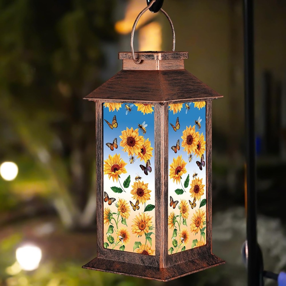 b0dt5ykx9m 11 Solar Hanging Lantern Outdoor Waterproof, Hummingbird & Butterfly Garden Light