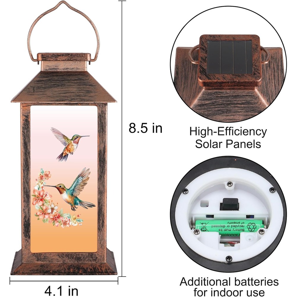 b0dt5ykx9m 2 Solar Hanging Lantern Outdoor Waterproof, Hummingbird & Butterfly Garden Light