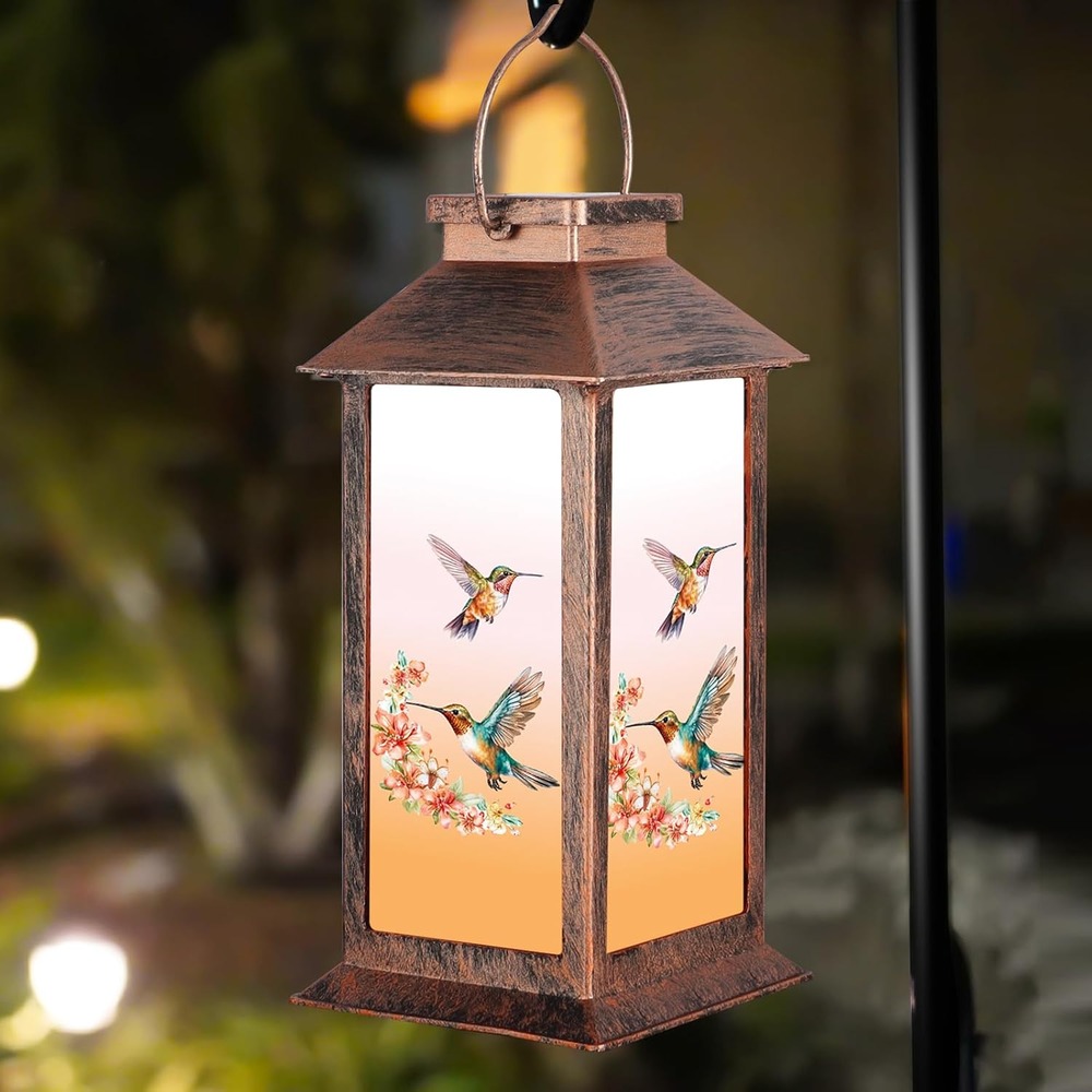 Home Solar Hanging Lantern Outdoor Waterproof, Hummingbird & Butterfly Garden Light
